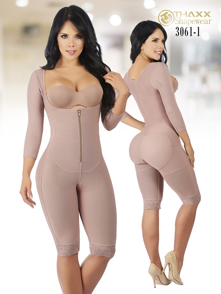 Faja Postquirúrgica con Mangas Moca Talla Grande para Mujer