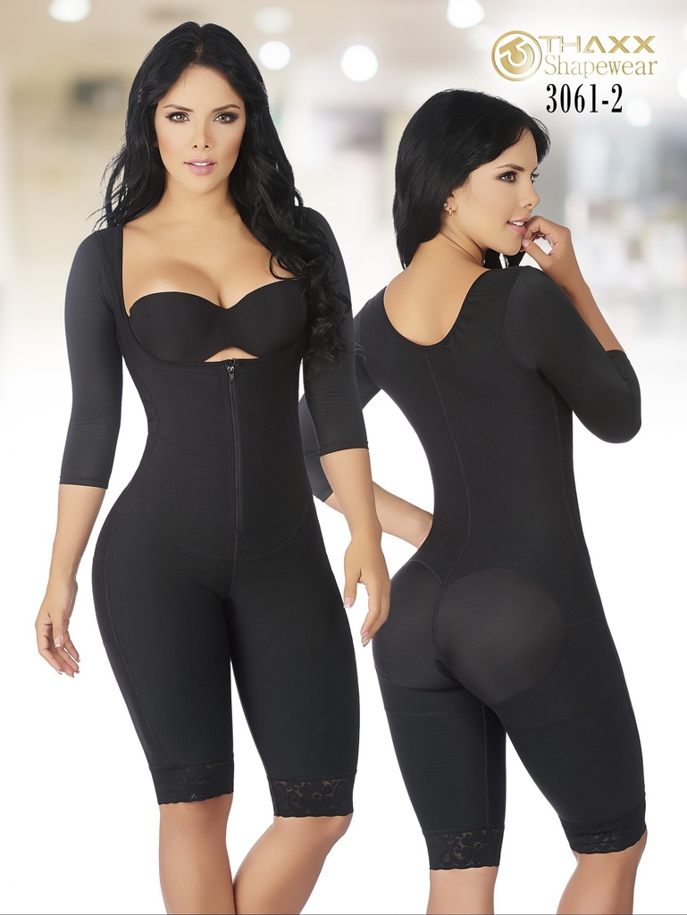 Women's Black Plus-Size Post-Surgical Faja with Sleeves