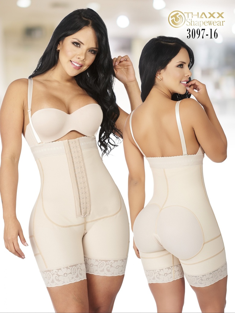 Faja Colombiana Beige hasta Media Pierna con Tirantes para Mujer – Thaxx Estilo 3097