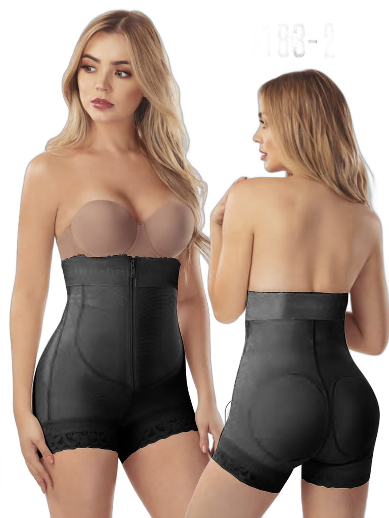 Faja Postquirúrgica Short Tiro Alto Levantacola Negra para Mujer – Thaxx