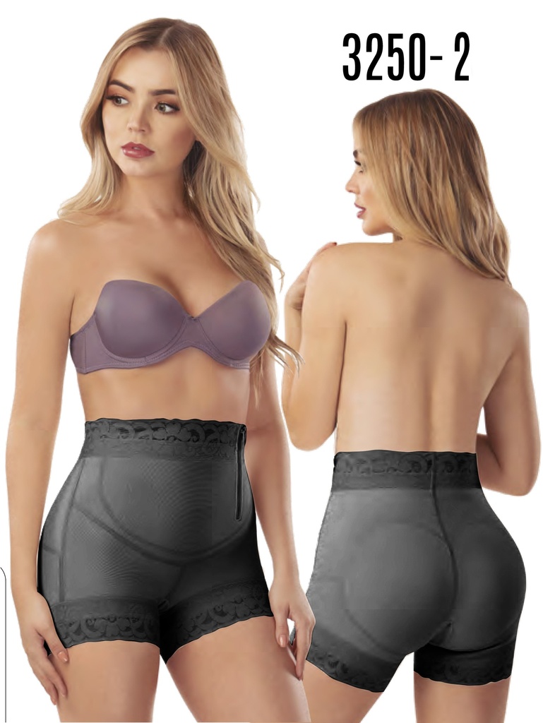 Faja Short Tiro Alto de Powernet Colombiana Negra Talla Grande para Mujer – Thaxx Estilo 3250