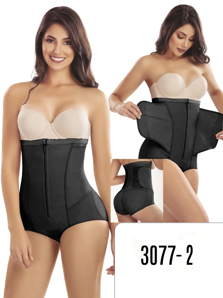 Women's Black High-Waisted Short Post-Surgical Faja with Zipper Plus Size – Thaxx Style 3077
