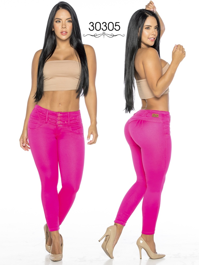 [25330305TE01] Women's Fuchsia Pink Butt-Lifting Skinny Jeans (1)