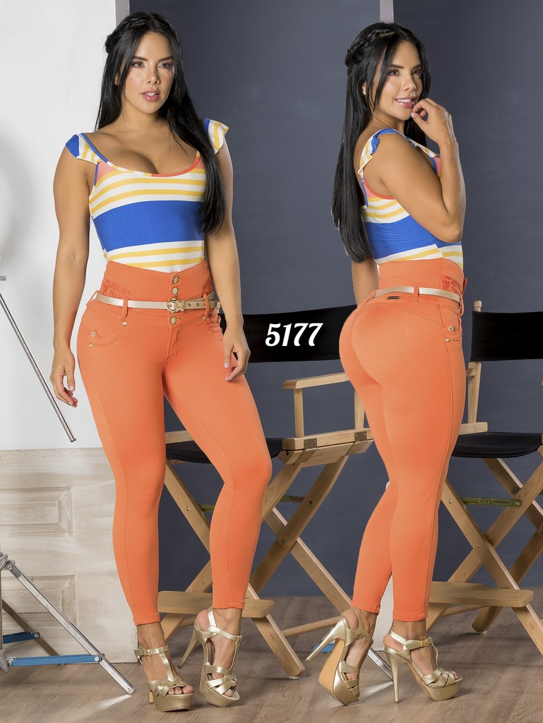 Jeans Levantacola Skinny Naranja Mandarina