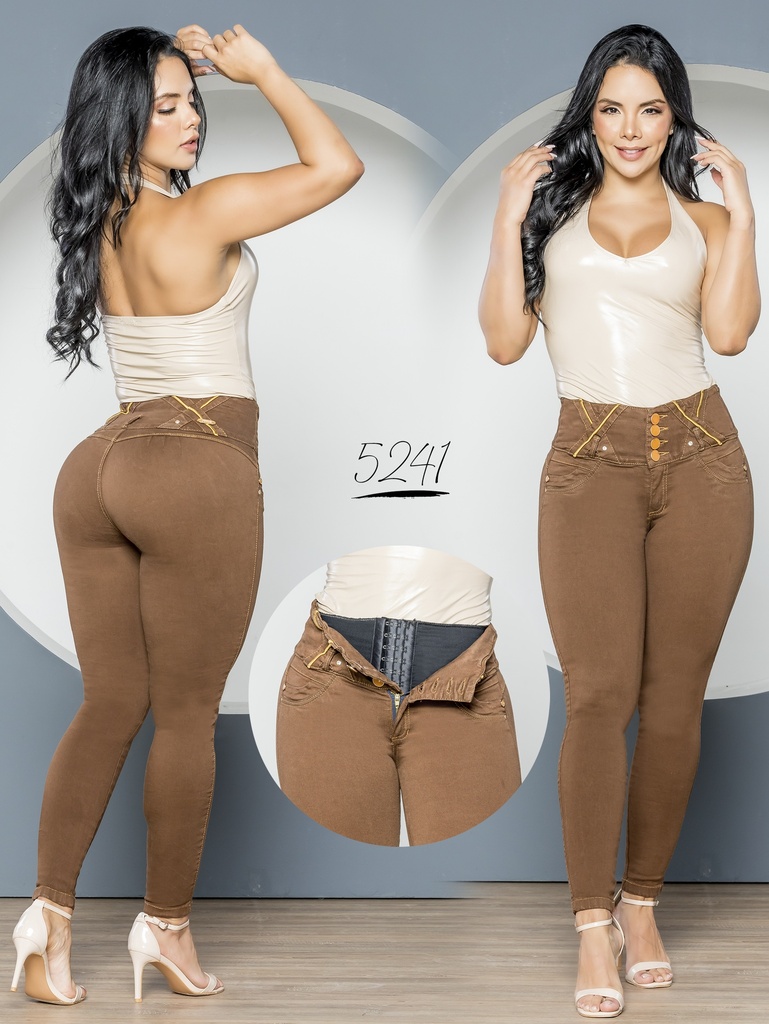 Women's Chocolate Brown Butt-Lifting Skinny Jeans with Built-In Girdle