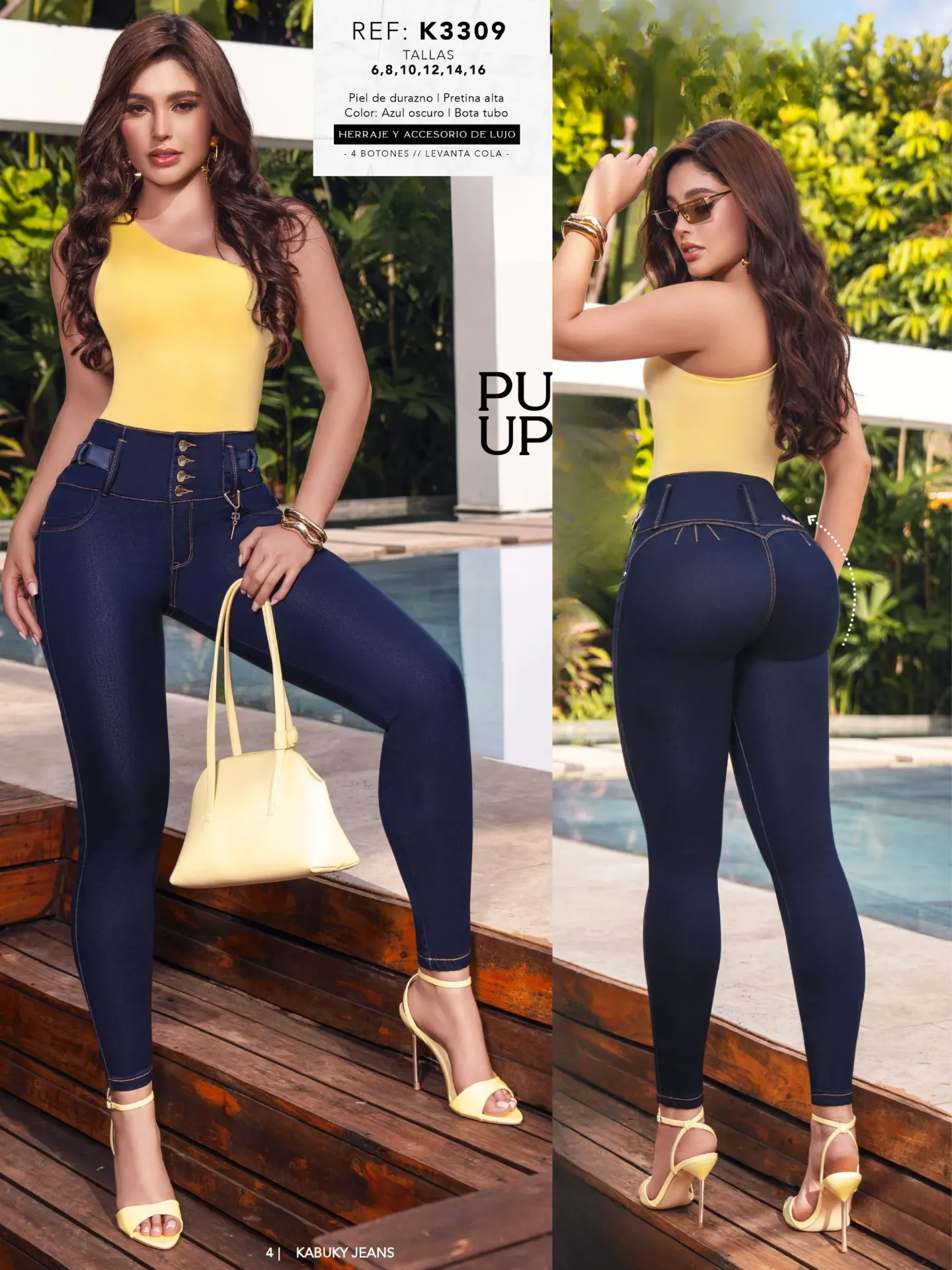 [2713309K03] Women's Dark Wash Skinny Butt Lift High-Rise Jeans K3309 (3)