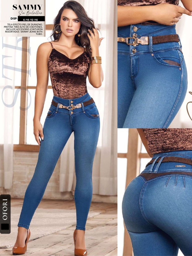 [289SAMMY05] Women's Dark Wash Skinny Butt Lift High-Rise Jeans 289SAMMY (5)