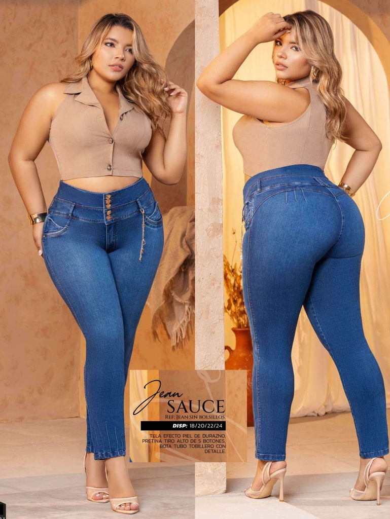 [289SAUCE13] Women's Medium Wash Skinny Butt Lift High-Rise Jeans (13)