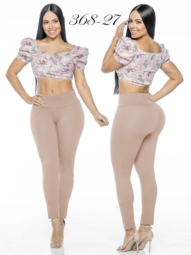 [32836827S] Women's Beige High-Waisted Butt Lift Leggings 368-27 (S)