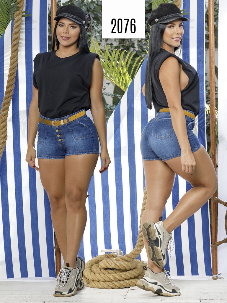 Women's Medium Denim Butt Lift Shorts 2076
