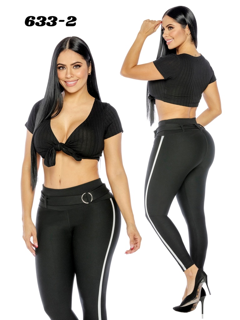 [331633-203] Women's Black Side Stripe Leggings 633-2 (3)