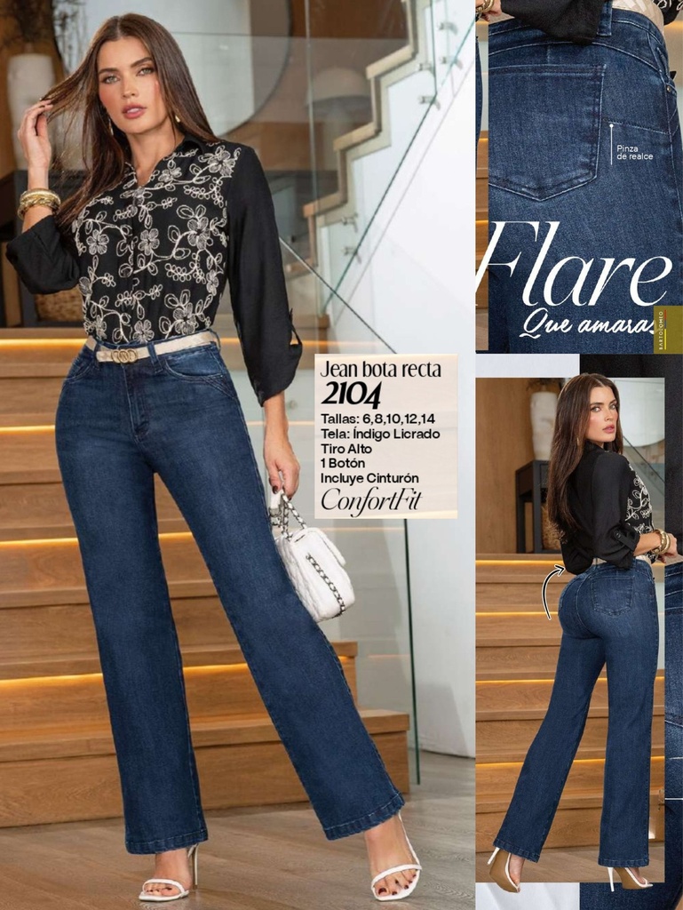 [351210403] Women's Dark Wash Flare High-Rise Jeans 2104 (3)