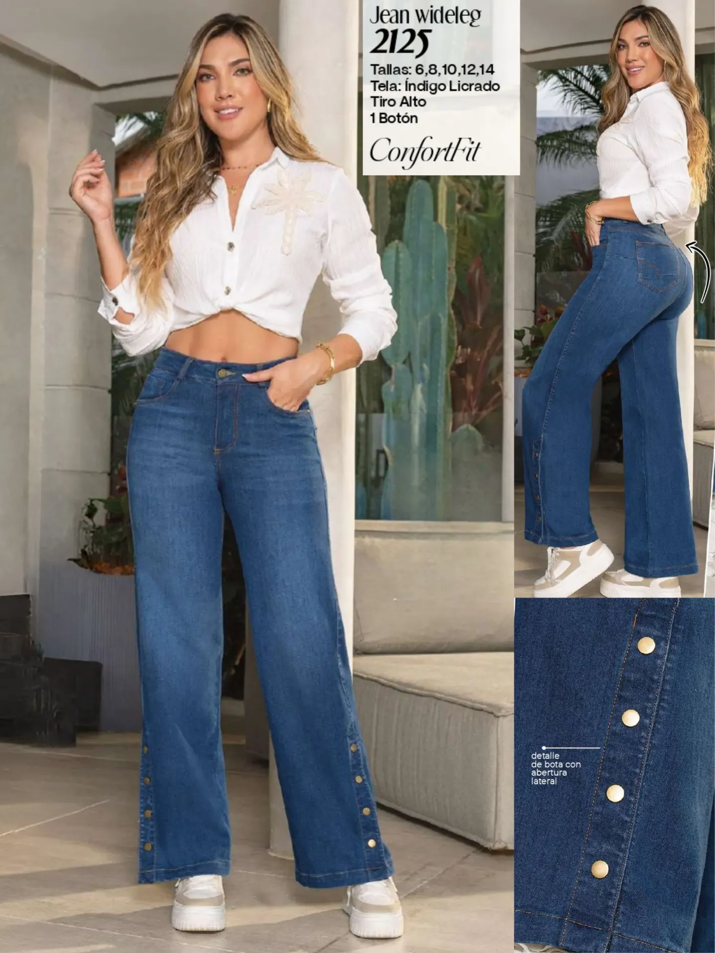 Women's Medium Wash Wide-Leg Straight Jeans