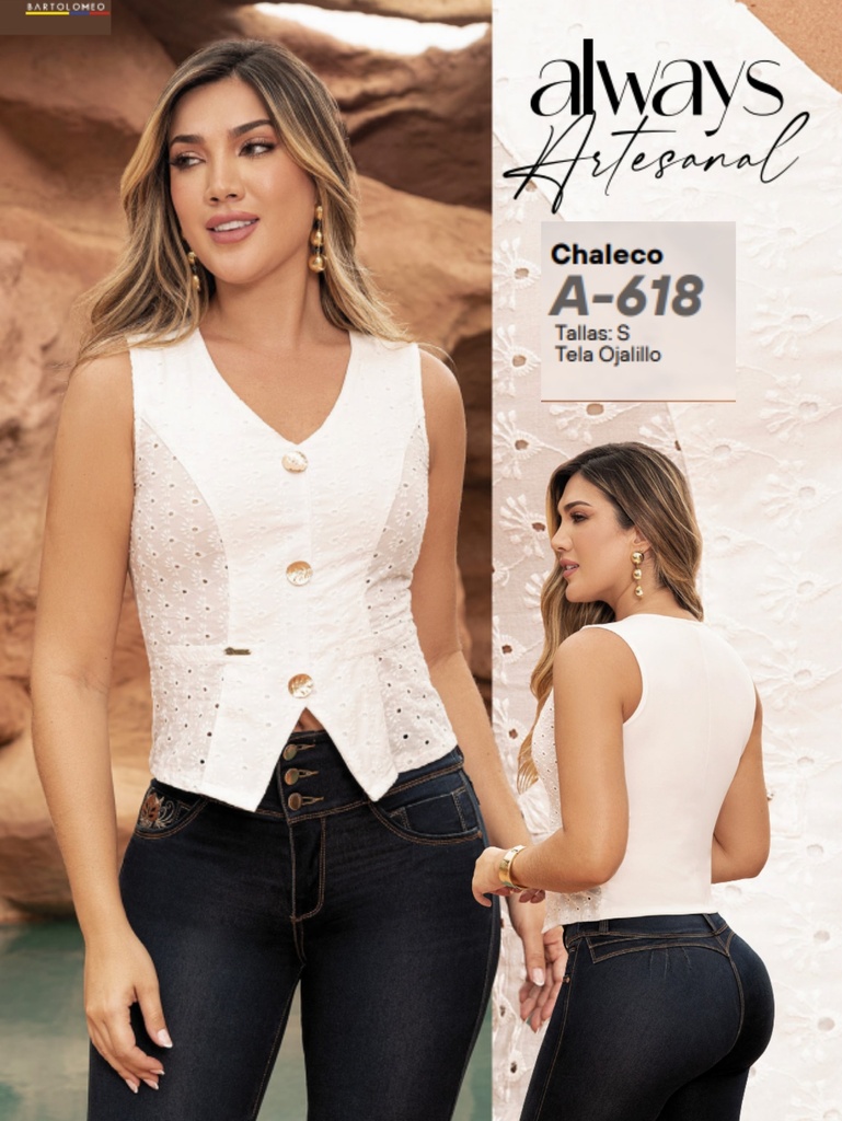 [351A618S] Women's White Tailored Vest A-618 (S)