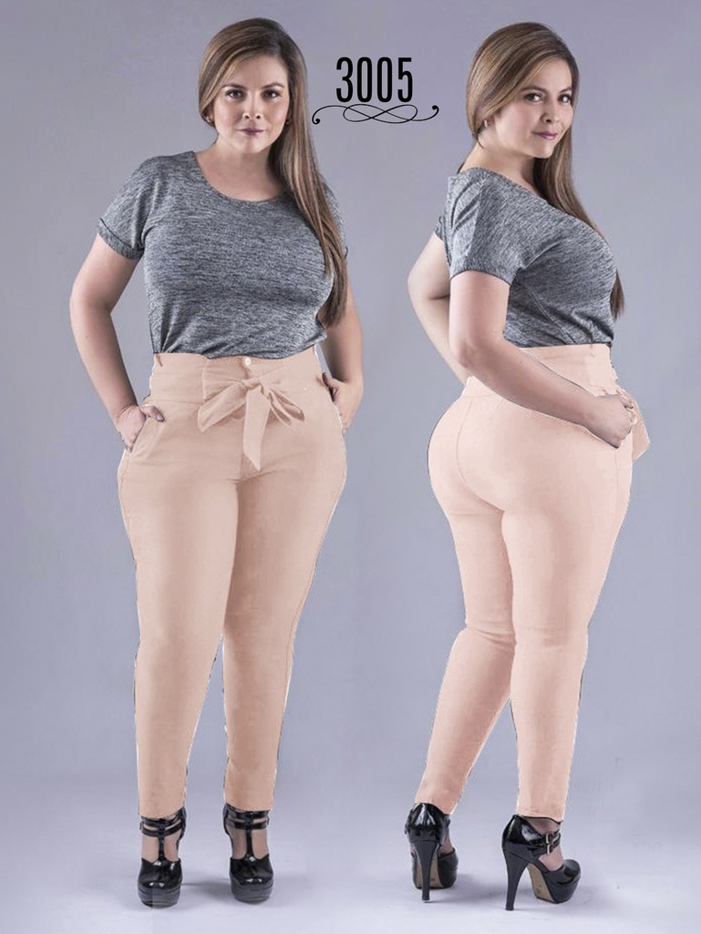 Pantalón Con Lazo en la Cintura Nude para Mujer 3005