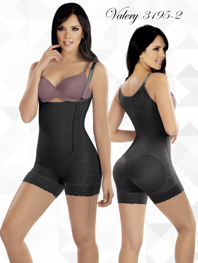 [3583195S2] Women's Black Strap Mid-Thigh Butt Lift Body Shaper Shapewear 3195-2 (S)