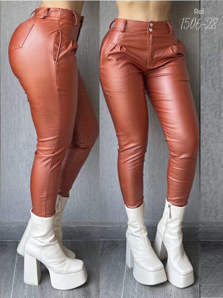 Pantalón Jogger Cuero Sintético Terracota para Mujer