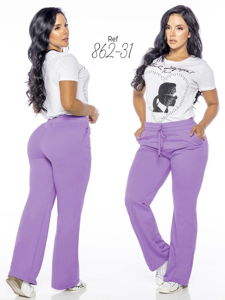 [36186231L] Women's Lilac Wide-Leg Drawstring Pants 862-31 (L)