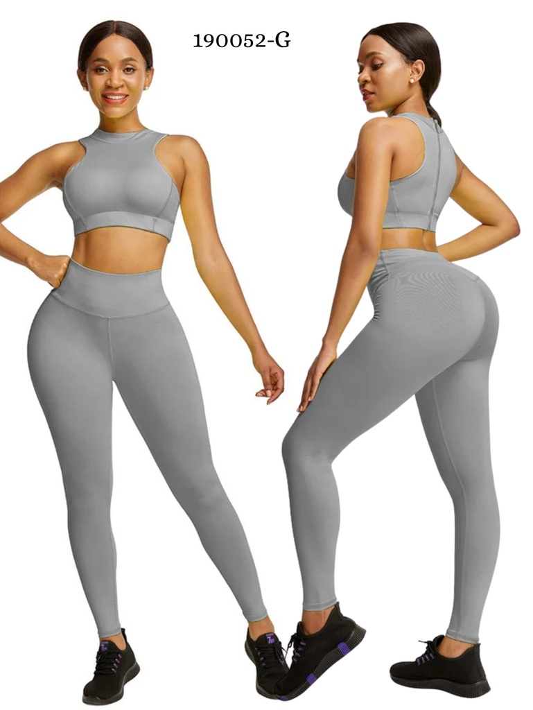 Conjunto Deportivo Top y Leggings Gris para Mujer 190052-G