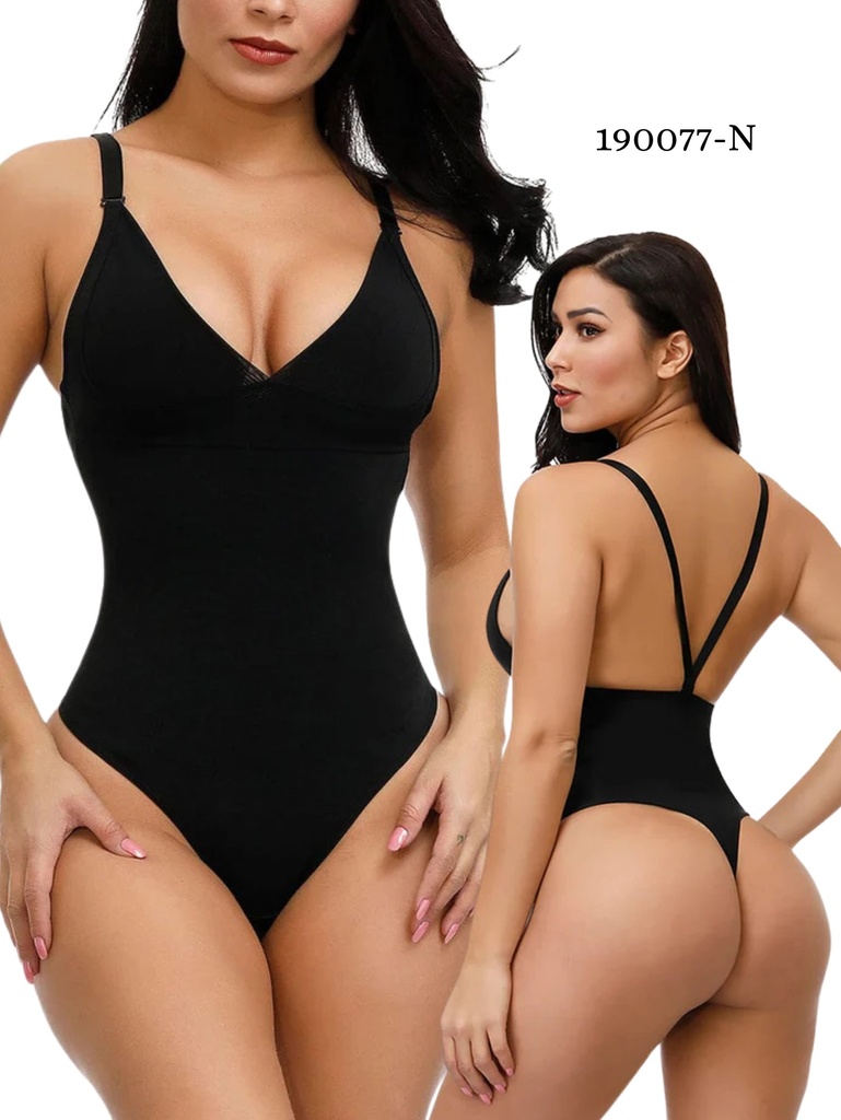 Women's Black Thong Bodysuit Shapewear Body Shaper 190077-N