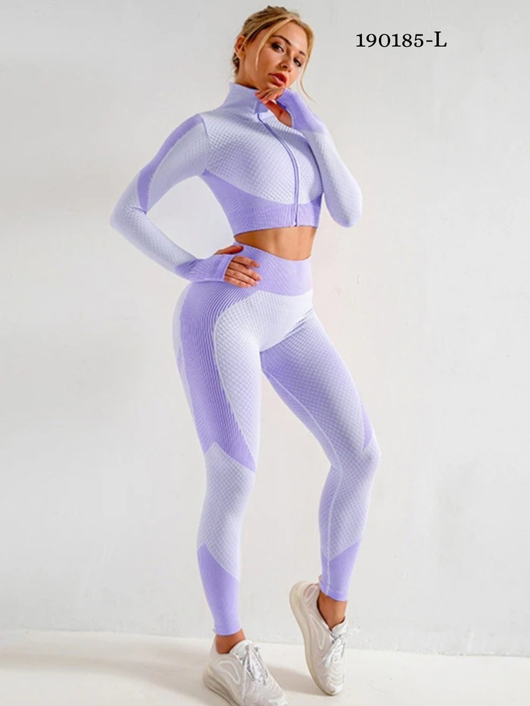 Women's Lavender Zip Jacket & Leggings Activewear Set 190185-L