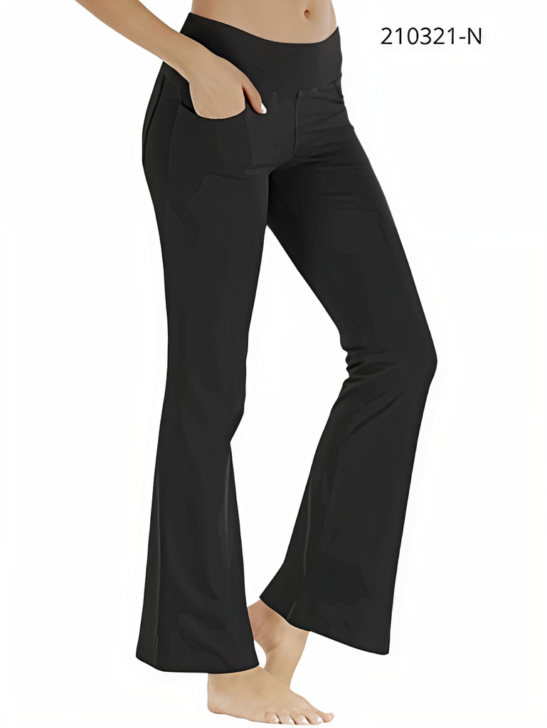 Women's Black Flare Pocket Leggings 210321-N