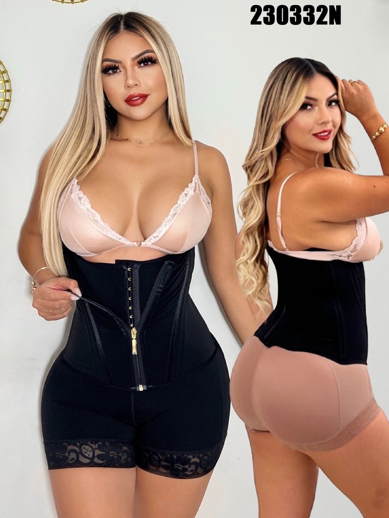 Faja Cinturilla Colombiana Levantacola con Cremallera – Negra