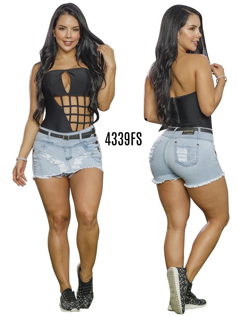 [5024339CK05] Women's Light Wash Distressed Butt-Lifting Denim Skort (5)
