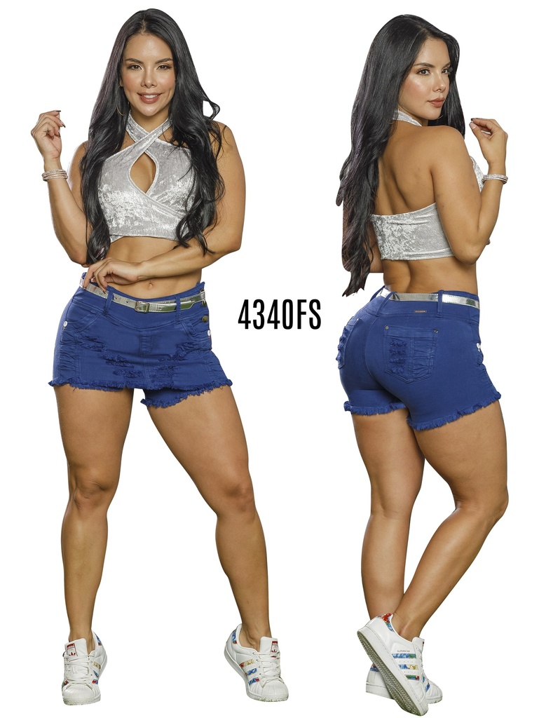 [5024340CK03] Women's Royal Blue Butt-Lifting Denim Skort (3)
